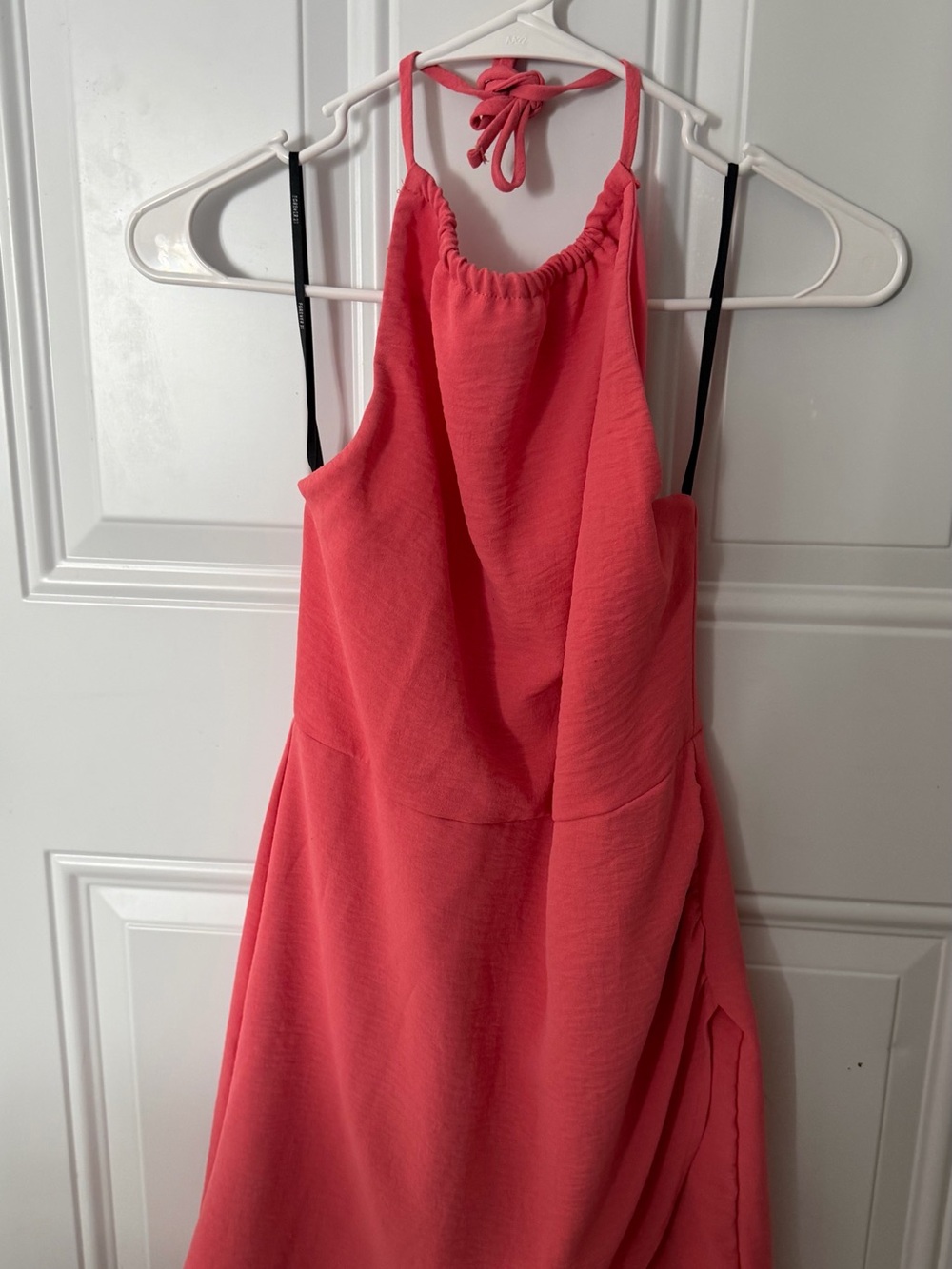 Forever 21 Coral Halter Tie-Back Dress